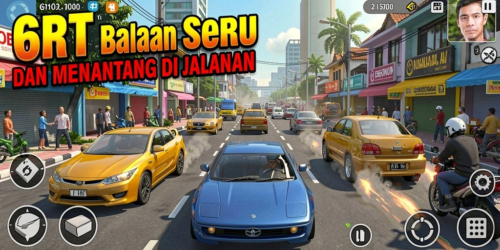 Tampilan gameplay seru dalam 6RT yang menampilkan balapan mendebarkan.