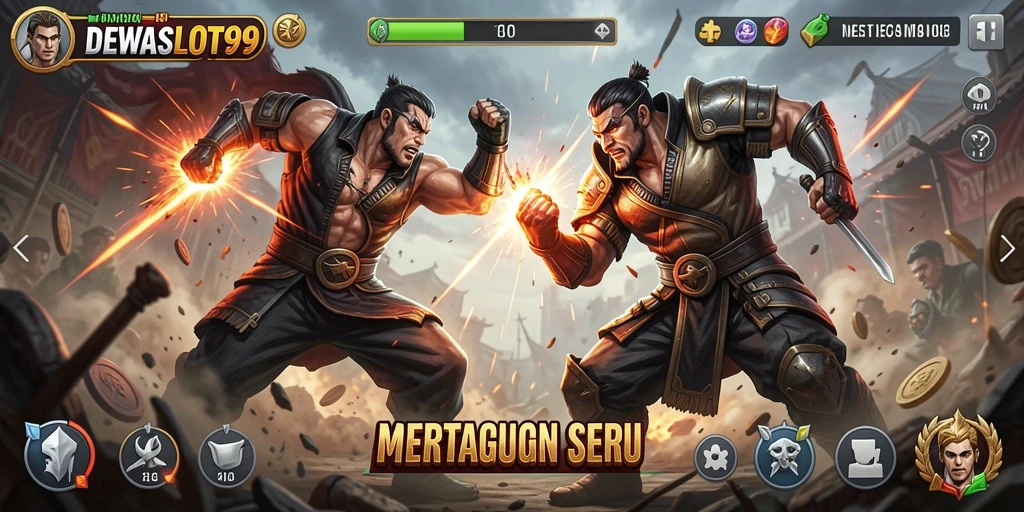 Tampilan seru gameplay action di DEWASLOT99 dengan pertarungan epik.
