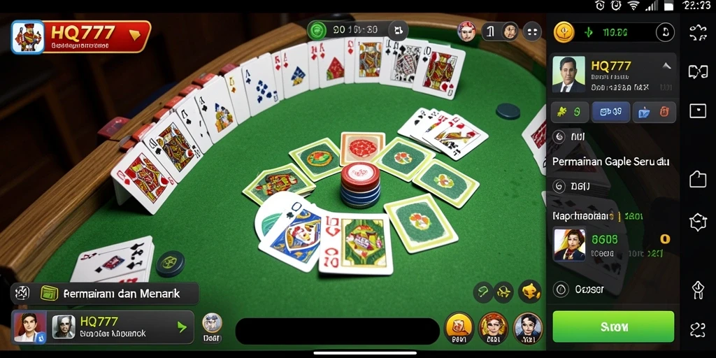 Tampilan gameplay HQ777 menampilkan keseruan bermain Gaple.