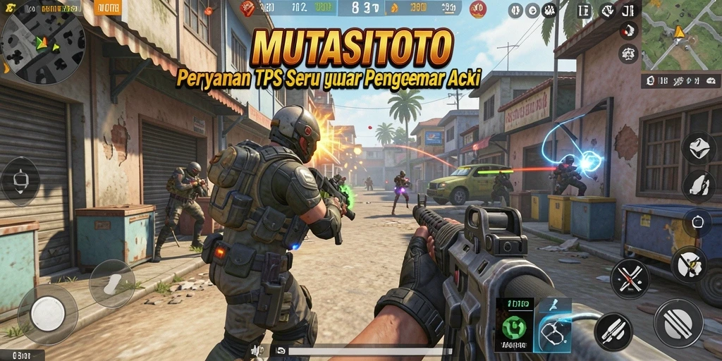 Gambaran gameplay seru dari MUTASITOTO dengan aksi TPS yang mendebarkan.