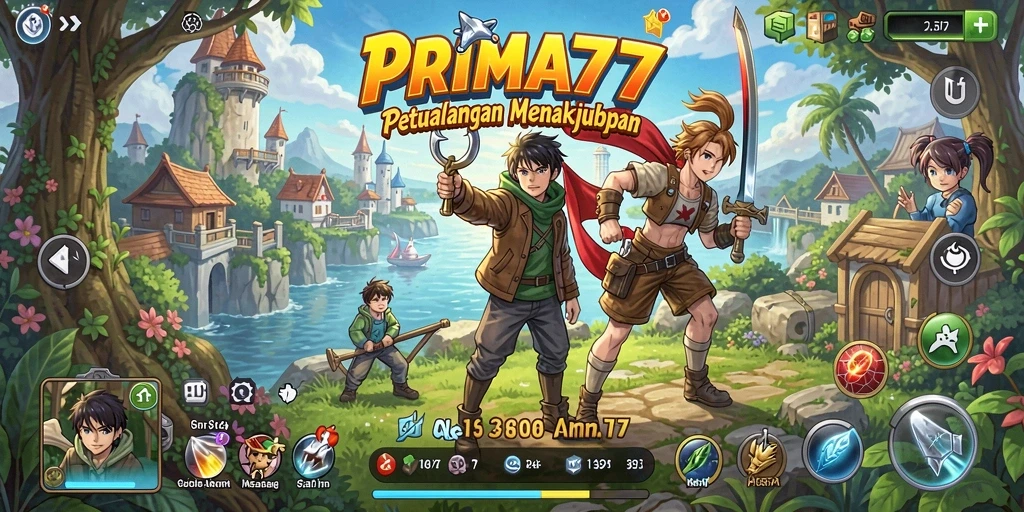 Tampilan gameplay PRIMA77 yang mengagumkan dengan aksi karakter Anime.