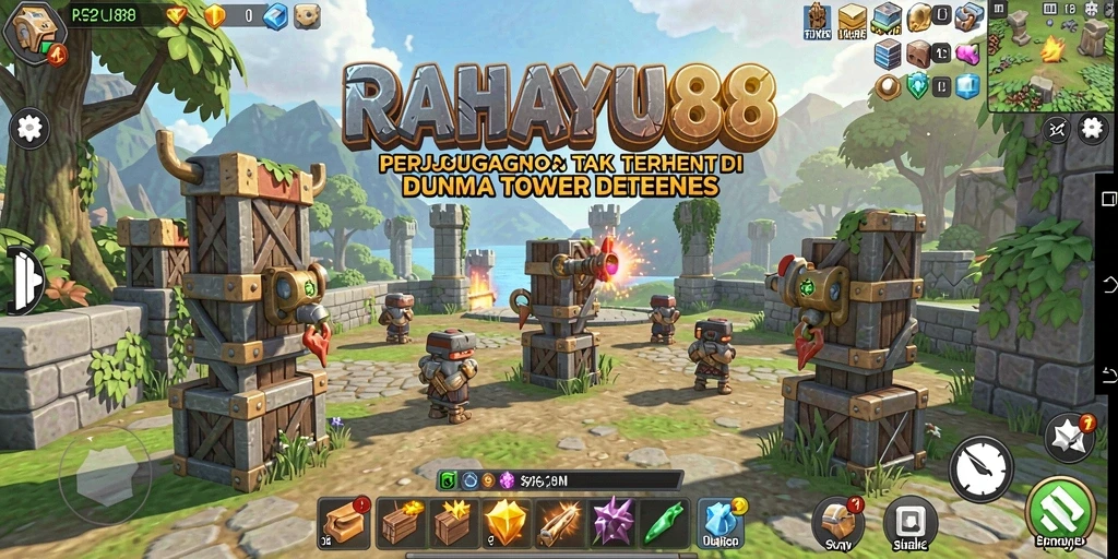 Tangkapan layar RAHAYU88 menampilkan aksi seru dalam pertarungan Tower Defense.