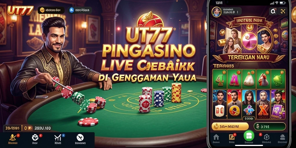 Screenshot UT77 menunjukkan dealer profesional dalam permainan Live Casino.
